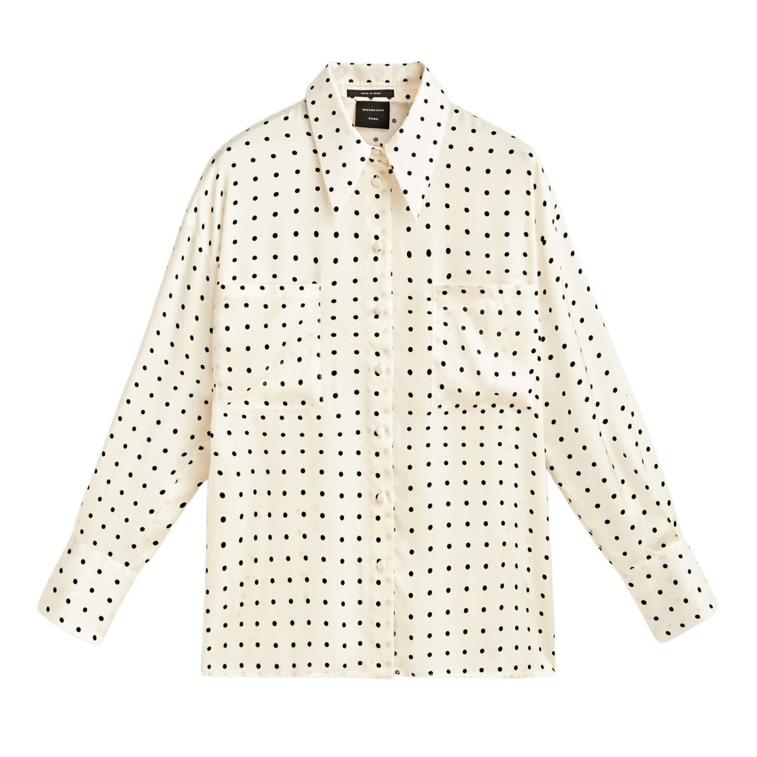 

Рубашка Massimo Dutti Studio Polka Dots Print With Pockets, кремовый