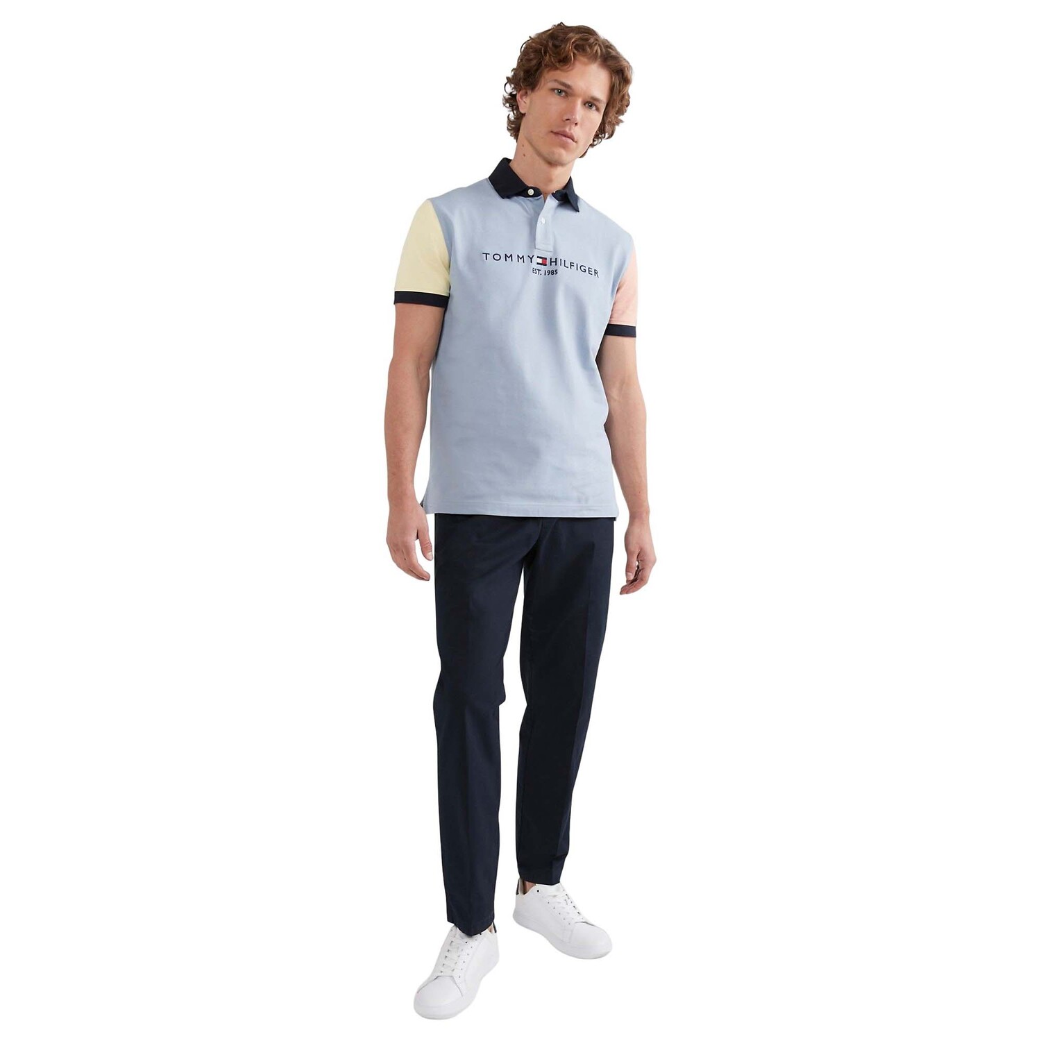

Поло Tommy Hilfiger Tommy Logo Colorblock, голубой/мультиколор