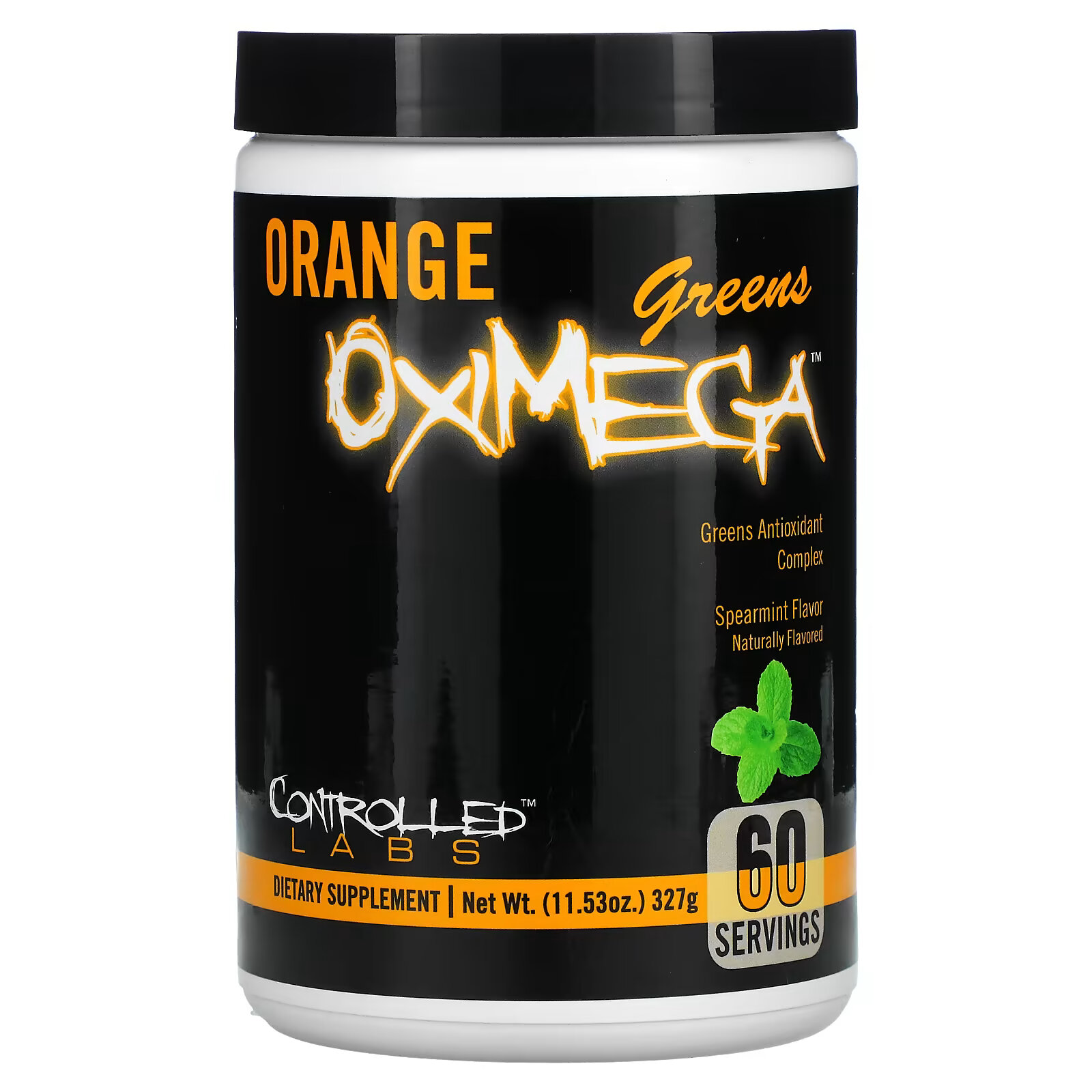 цена Controlled Labs, Orange OxiMega, комплекс с антиоксидантами из зелени, мята, 327 г