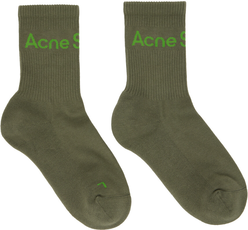 

Носки цвета хаки с логотипом Acne Studios
