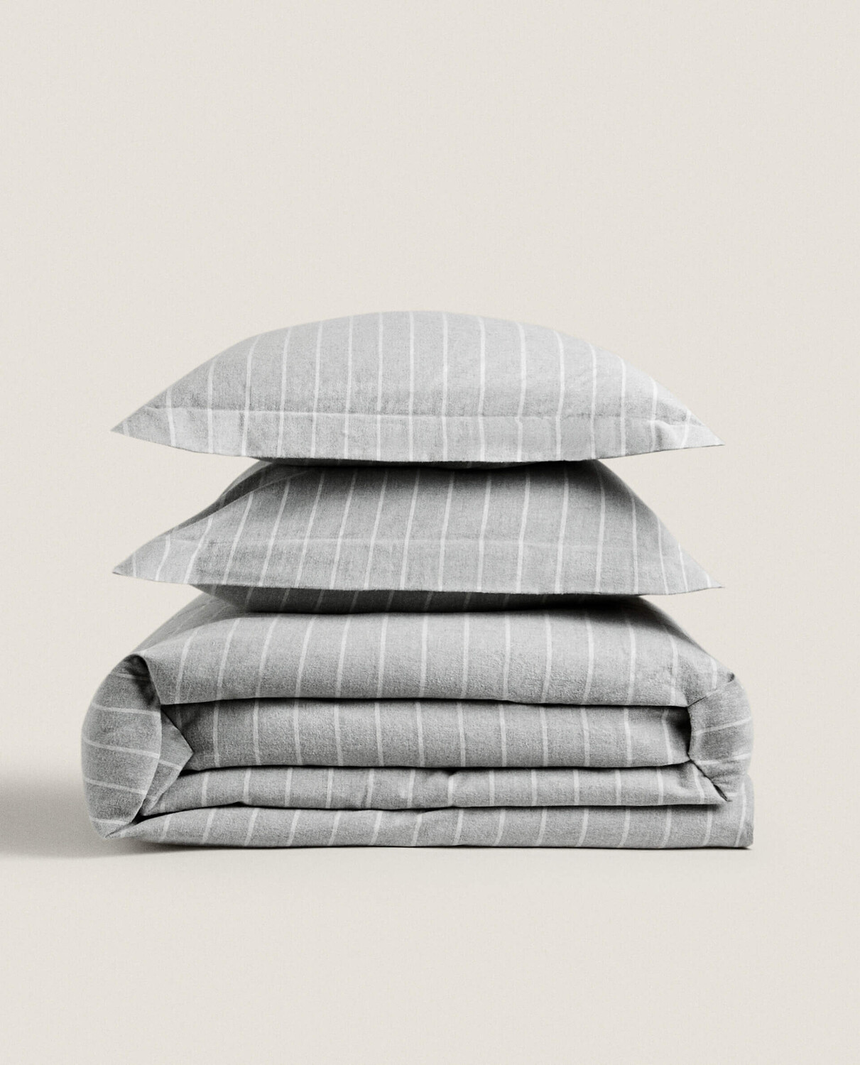 

Пододеяльник Zara Home Striped Flannel, серый