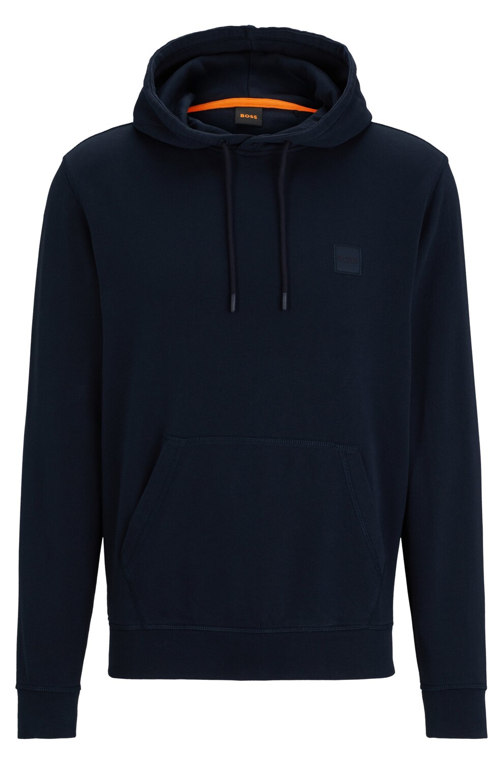 Толстовка Hugo Boss French-terry-cotton Hooded With Logo Patch, темно-синий