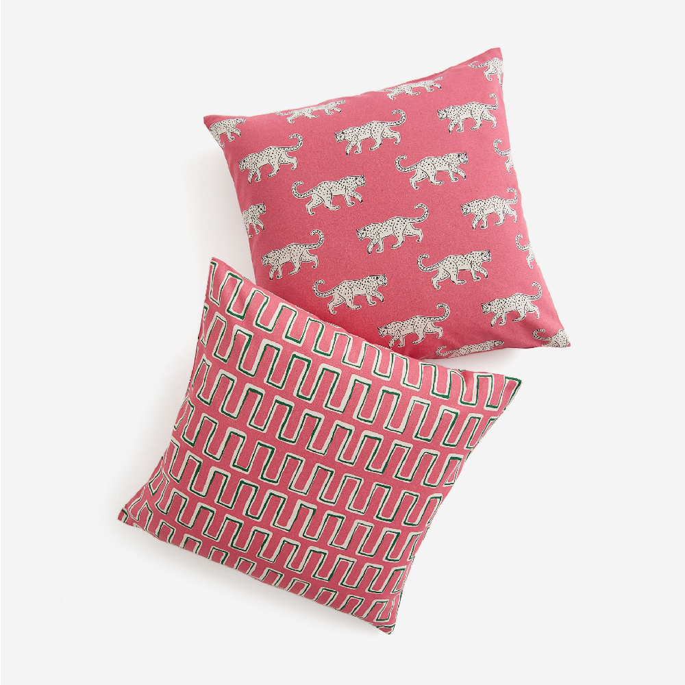 Комплект декоративных наволочек H&M Home Cotton Leopards, 2 предмета, розовый цена и фото