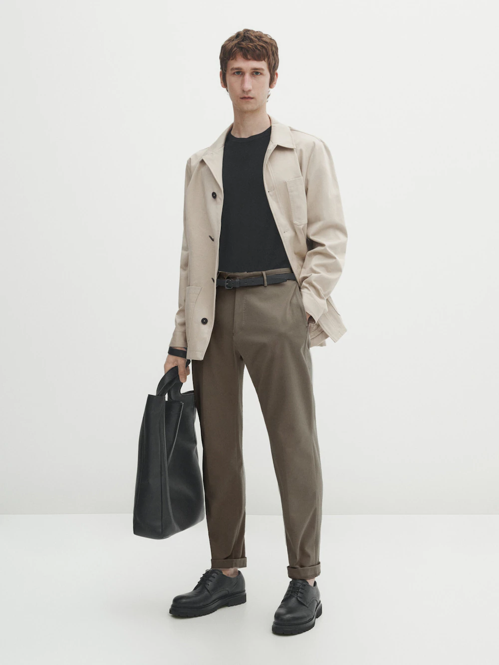 

Smart брюки из смешанного хлопка стрейч Massimo Dutti, бежевый