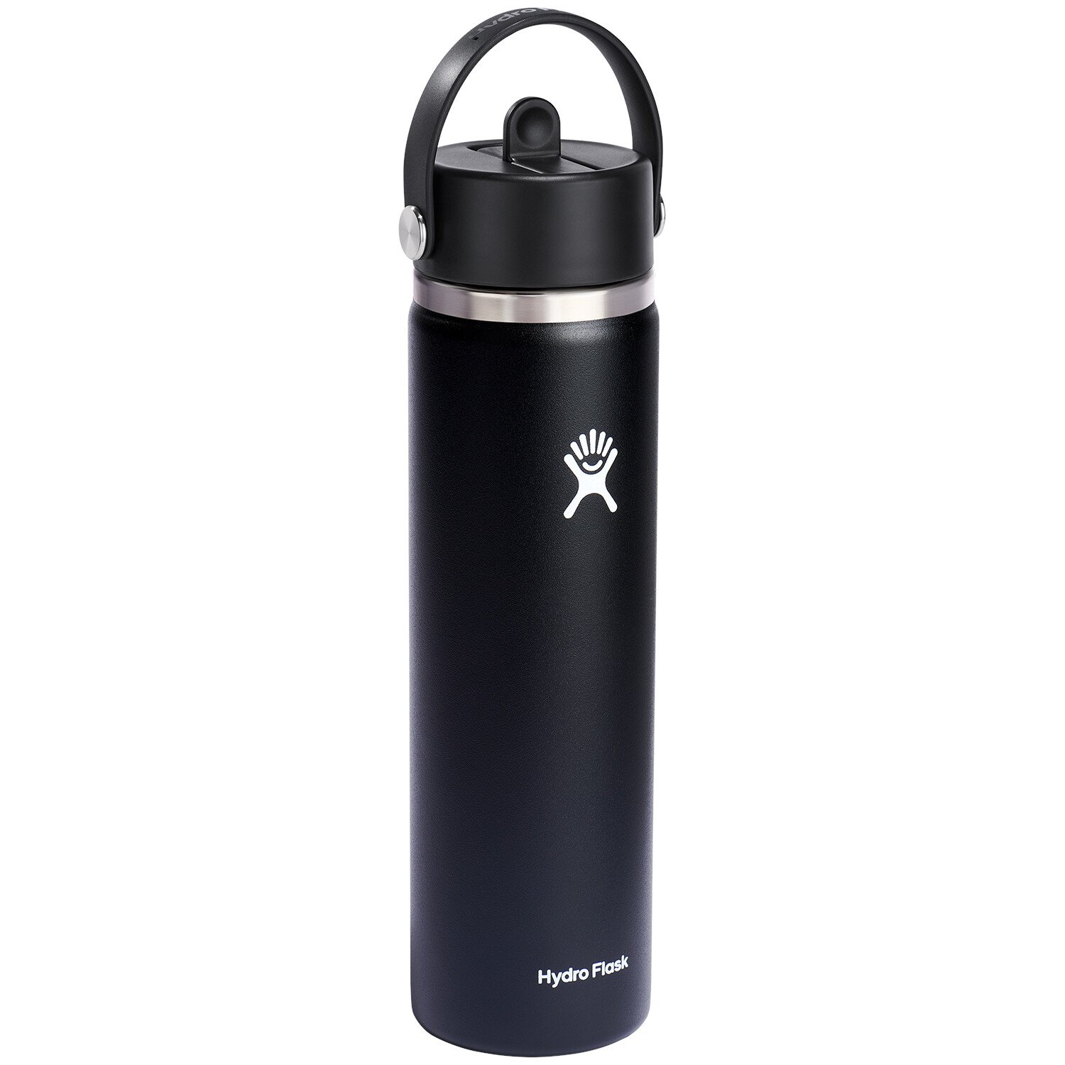 

Hydro Flask Бутылка для воды с широкой горловиной и гибкой соломенной крышкой на 24 унции, черный