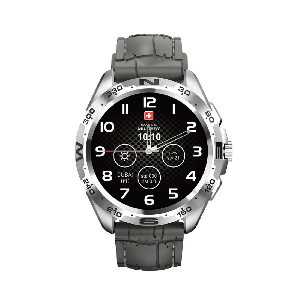 

Умные часы Swiss Military Dom, (SM-WCH-DOM1-S-GRY), 1.32", Bluetooth, серебристый/серый