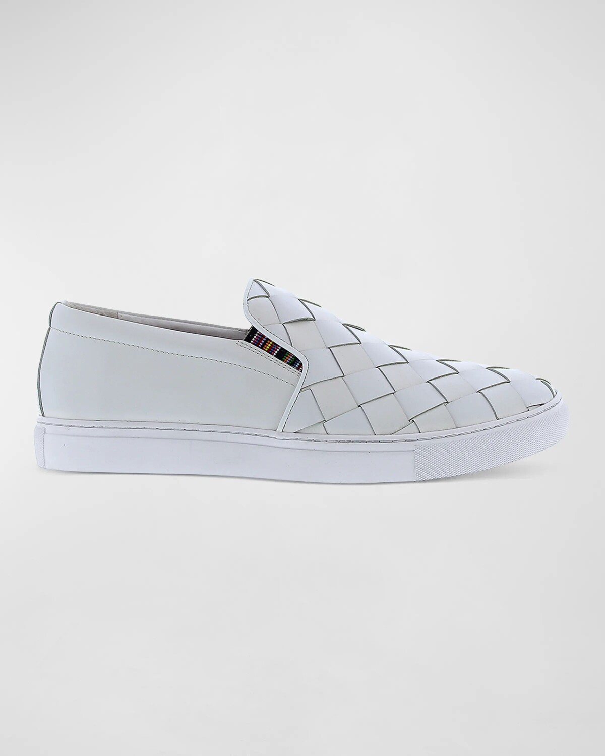 

Мужские низкие кеды из эрозионной тканой кожи Robert Graham, цвет White