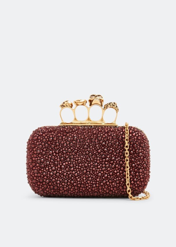 

Клатч ALEXANDER MCQUEEN Skull Four Ring clutch, бордовый