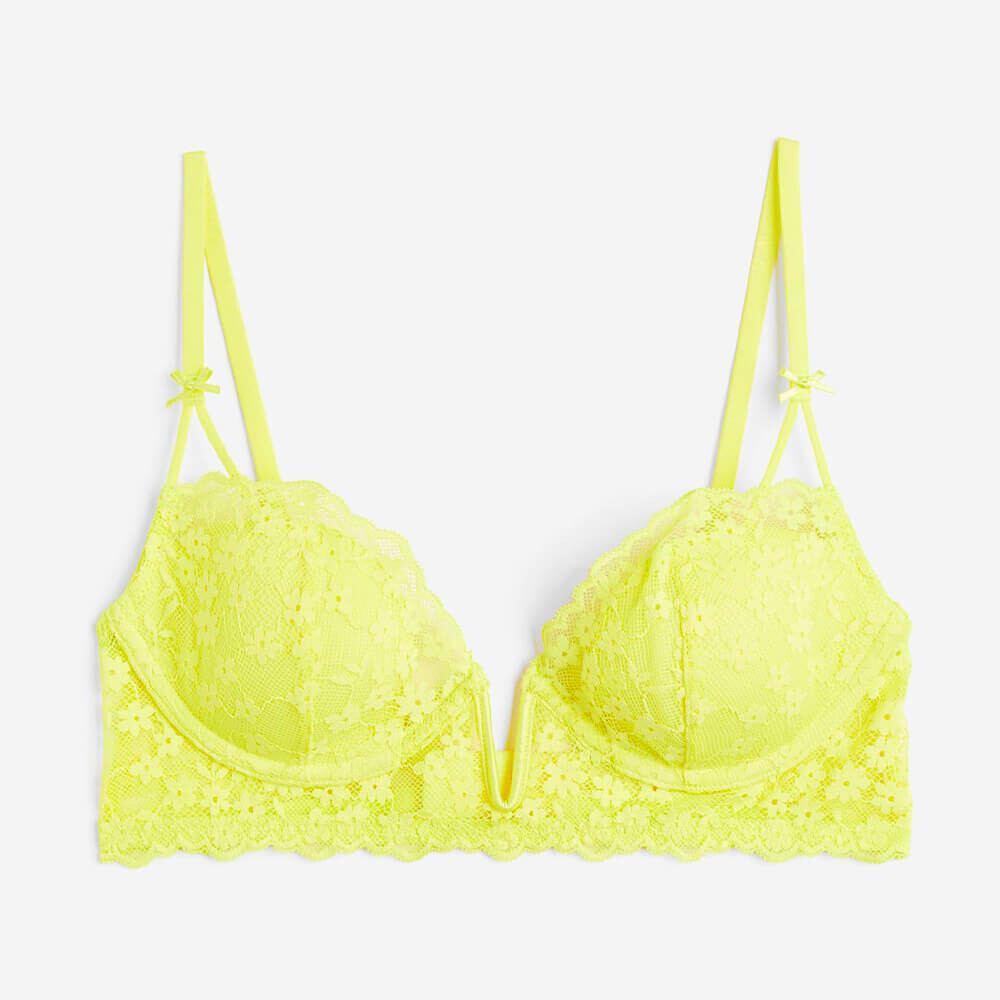 

Бюстгальтер H&M Padded Underwire Lace, желтый