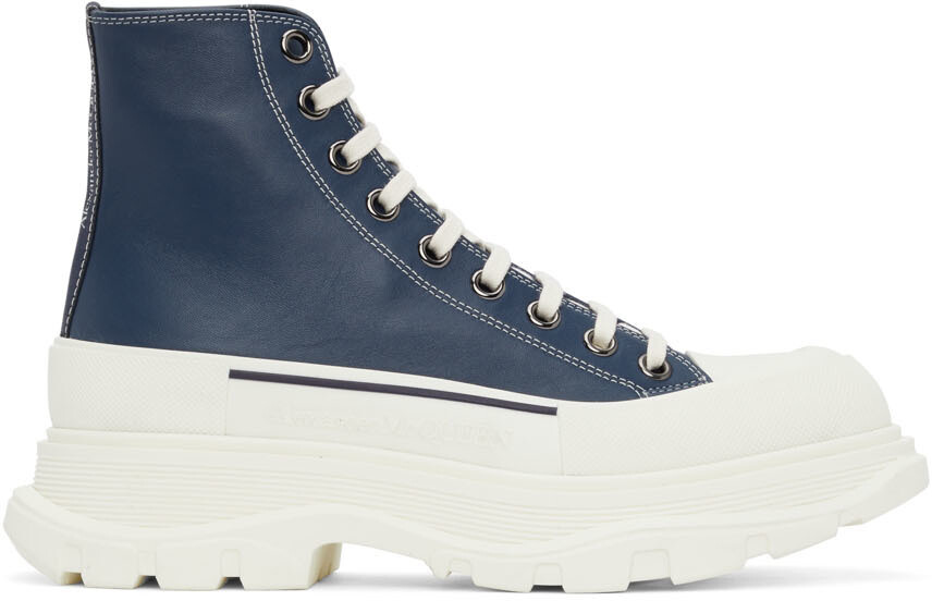

Темно-синие кожаные высокие кеды Tread Slick Alexander McQueen
