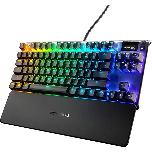 Проводная игровая клавиатура SteelSeries Apex 7 TKL, Blue Switch, черный проводная игровая клавиатура steelseries apex 3 черный ss64805