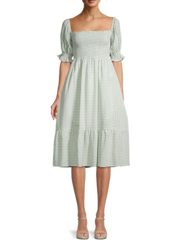 

Платье angie в клетку и присборенное платье CAARA Green plaid