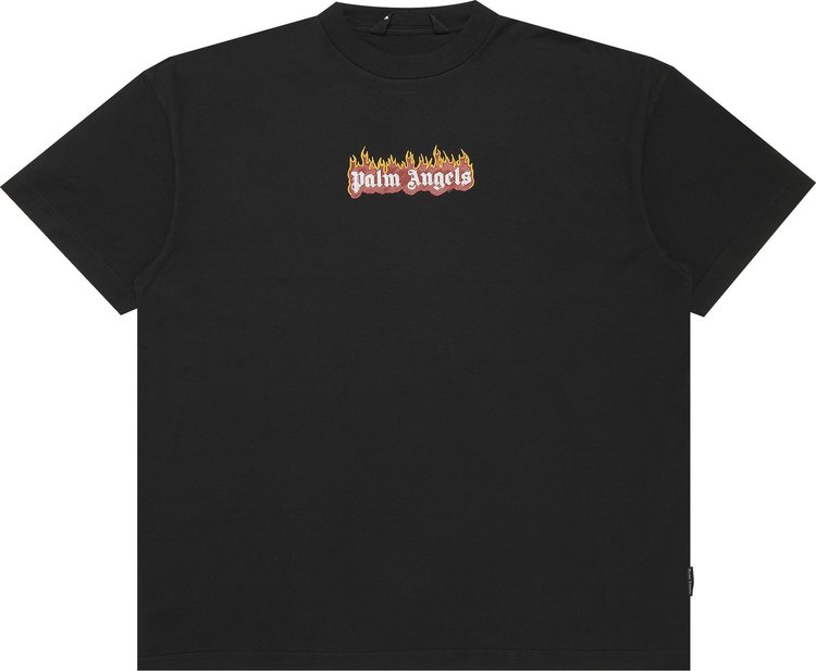 Футболка Palm Angels Burning Logo Tee 'Black/White', черный - фото