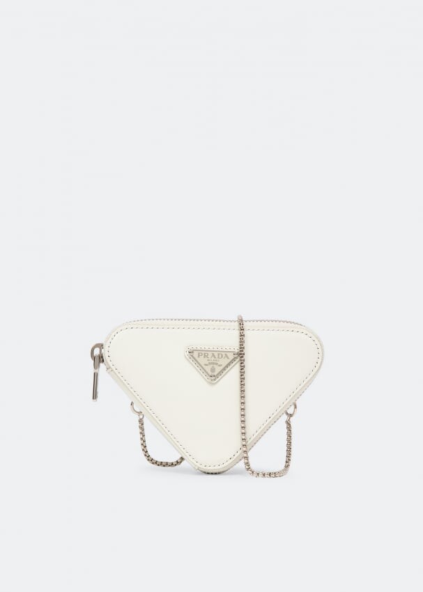 

Сумка PRADA Brushed leather mini-pouch, белый