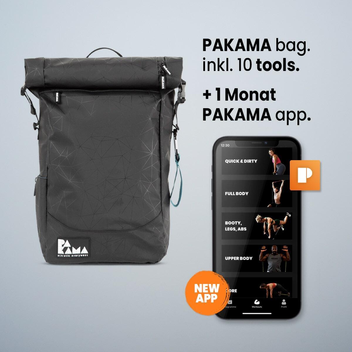Фитнес-рюкзак PAKAMA (вкл. приложение) - тренажерный зал, который можно взять с собой, черный 30246