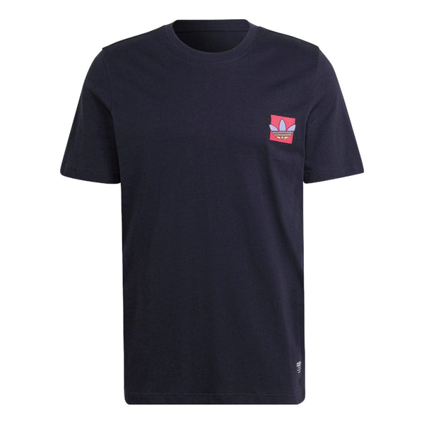 Футболка Men's adidas originals Solid Color Logo Round Neck Short Sleeve Legendary Blue T-Shirt, синий