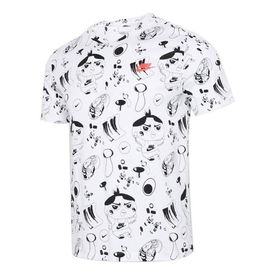 

Футболка Nike Cartoon Pattern Full Print Sports, белый/черный