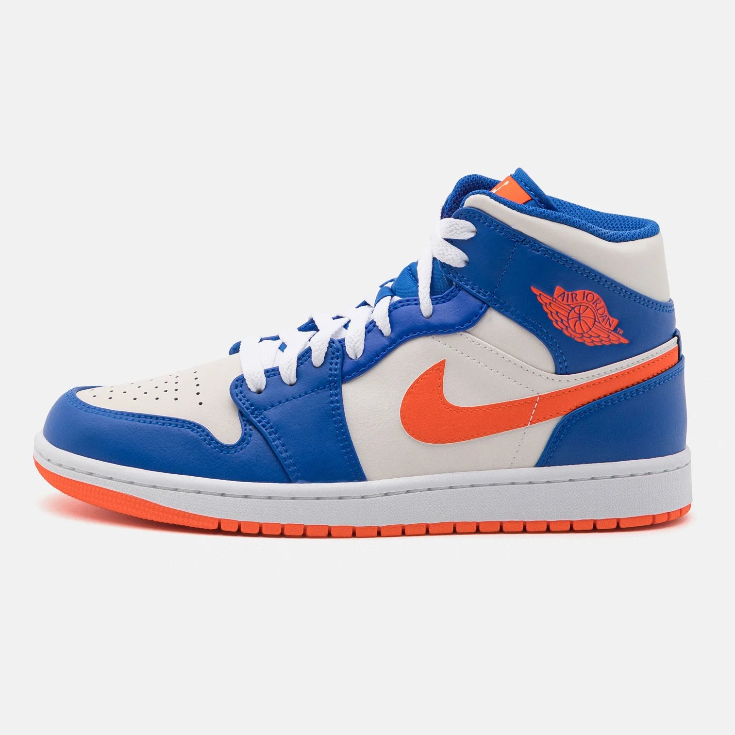 Кроссовки Nike Air Jordan 1 Mid Wht High-top, белый/синий/оранжевый