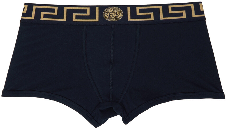 

Темно-синие трусы-боксеры с каймой Greca Versace Underwear