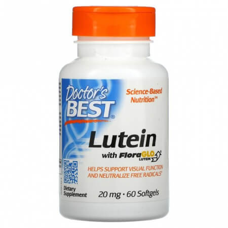 Лютеин с FloraGlo Lutein, Doctor's Best, 20 мг, 60 мягких таблеток лютеин с lutemax 2020 doctor s best 20 мг 60 мягких таблеток