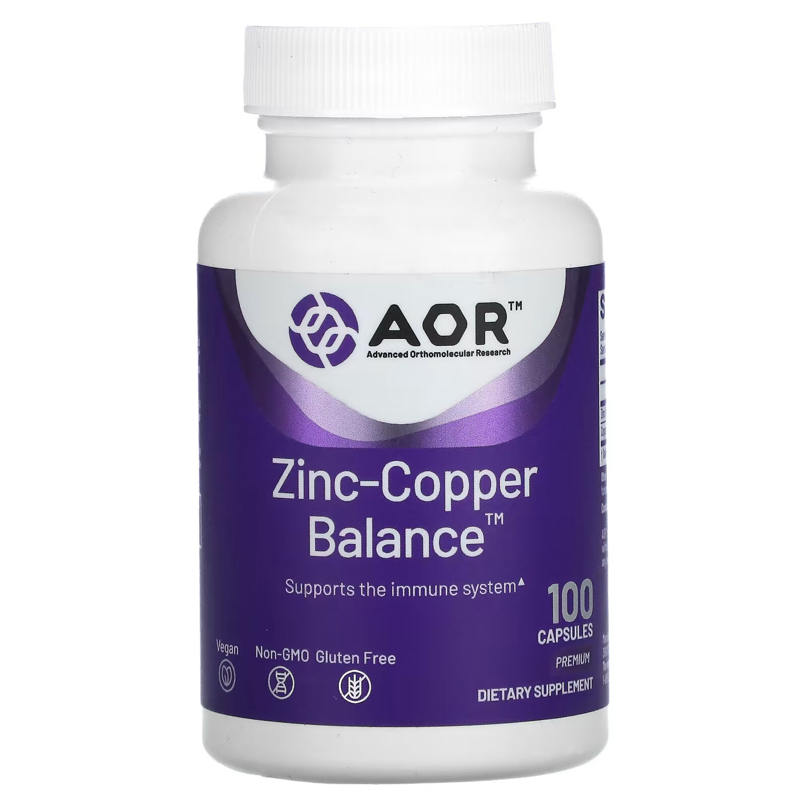 Advanced Orthomolecular Research AOR, Zinc-Copper Balance, 100 вегетарианских капсул advanced orthomolecular research aor curcuviva 60 вегетарианских капсул