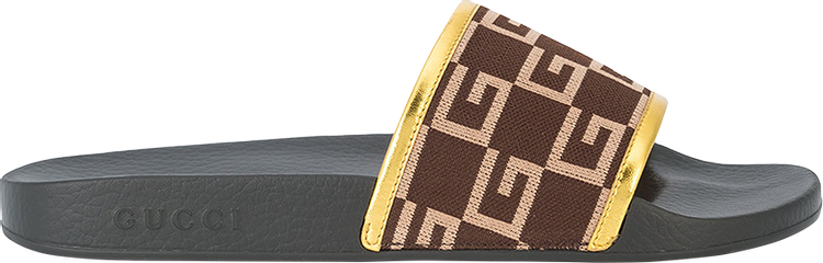 Сандалии Gucci Pursuit 72 Knit Slide Brown Gold, коричневый - фото