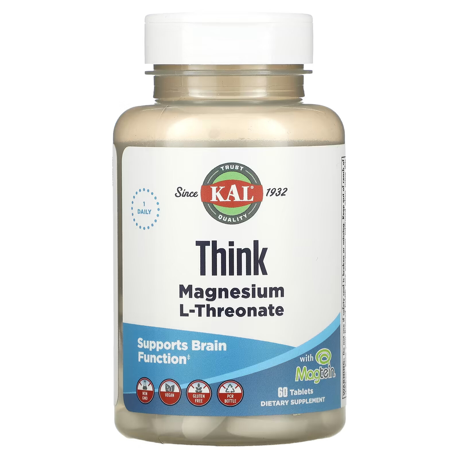 KAL, магний L-треонат для улучшения работы мозга, 2000 мг, 60 таблеток kal магний 500 мг 60 таблеток