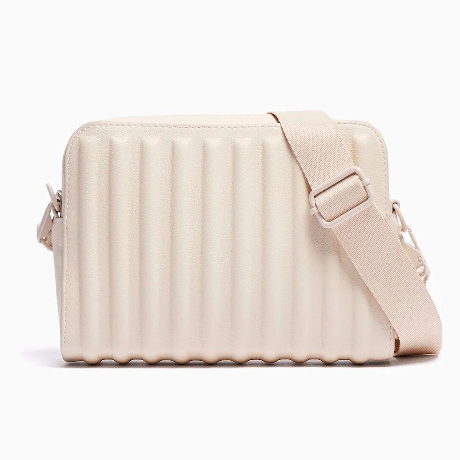 

Сумка кросс-боди Bershka Faux Leather, бежевый