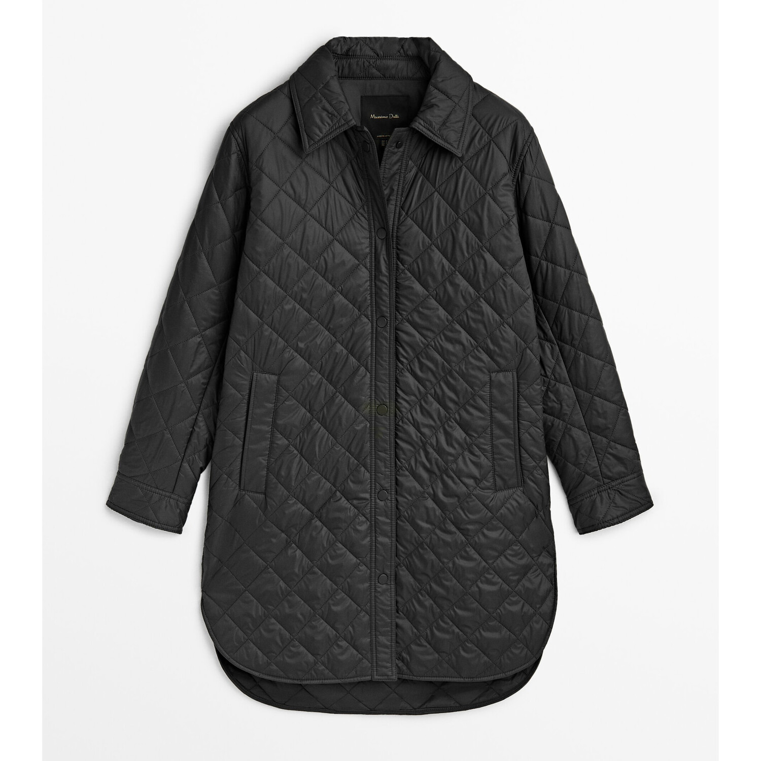 

Куртка Massimo Dutti Long padded with snap buttons , черный