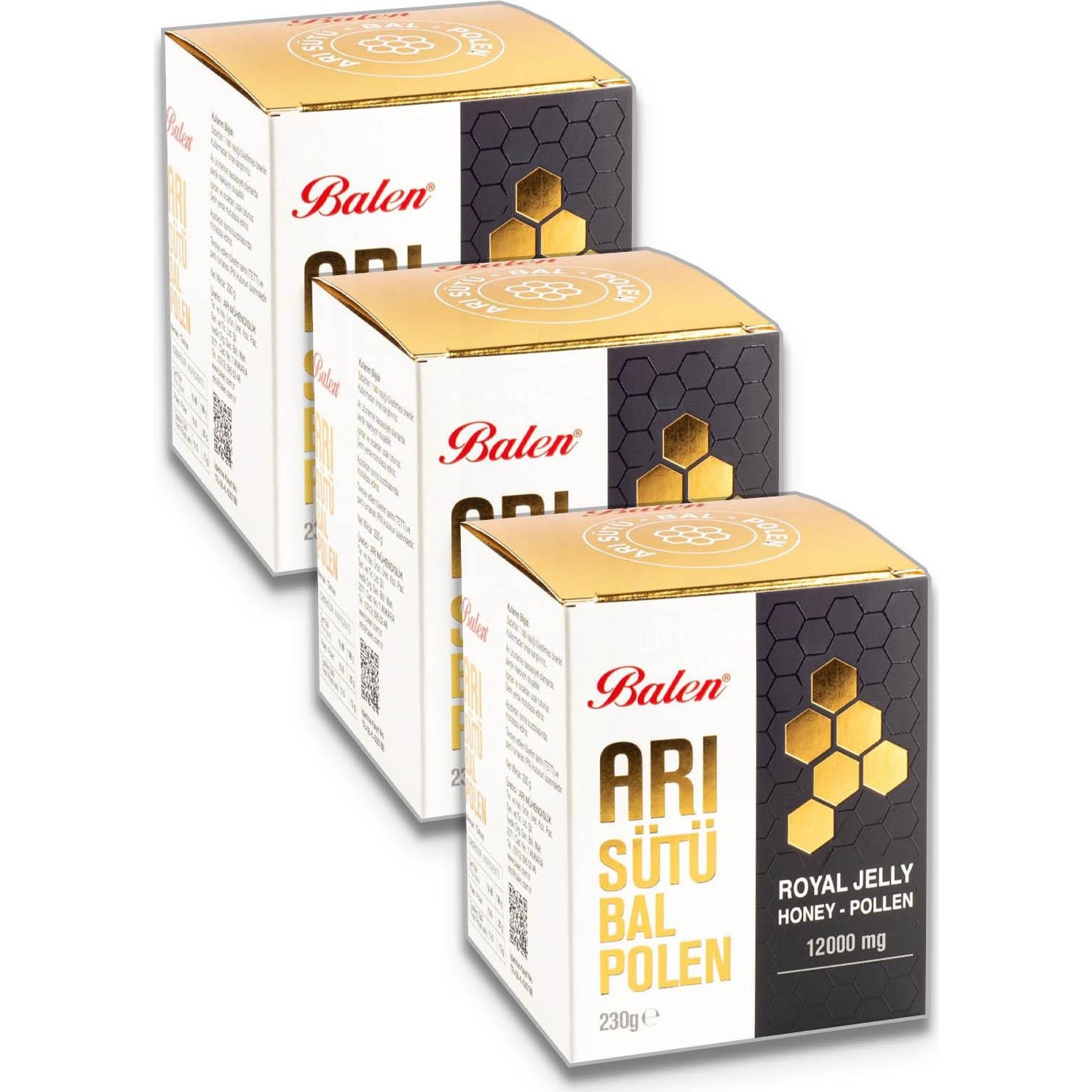 Смесь пыльцы Balen с медом и пчелиным маточным молочком 12000 мг, 3 упаковки honey with pollen 500g