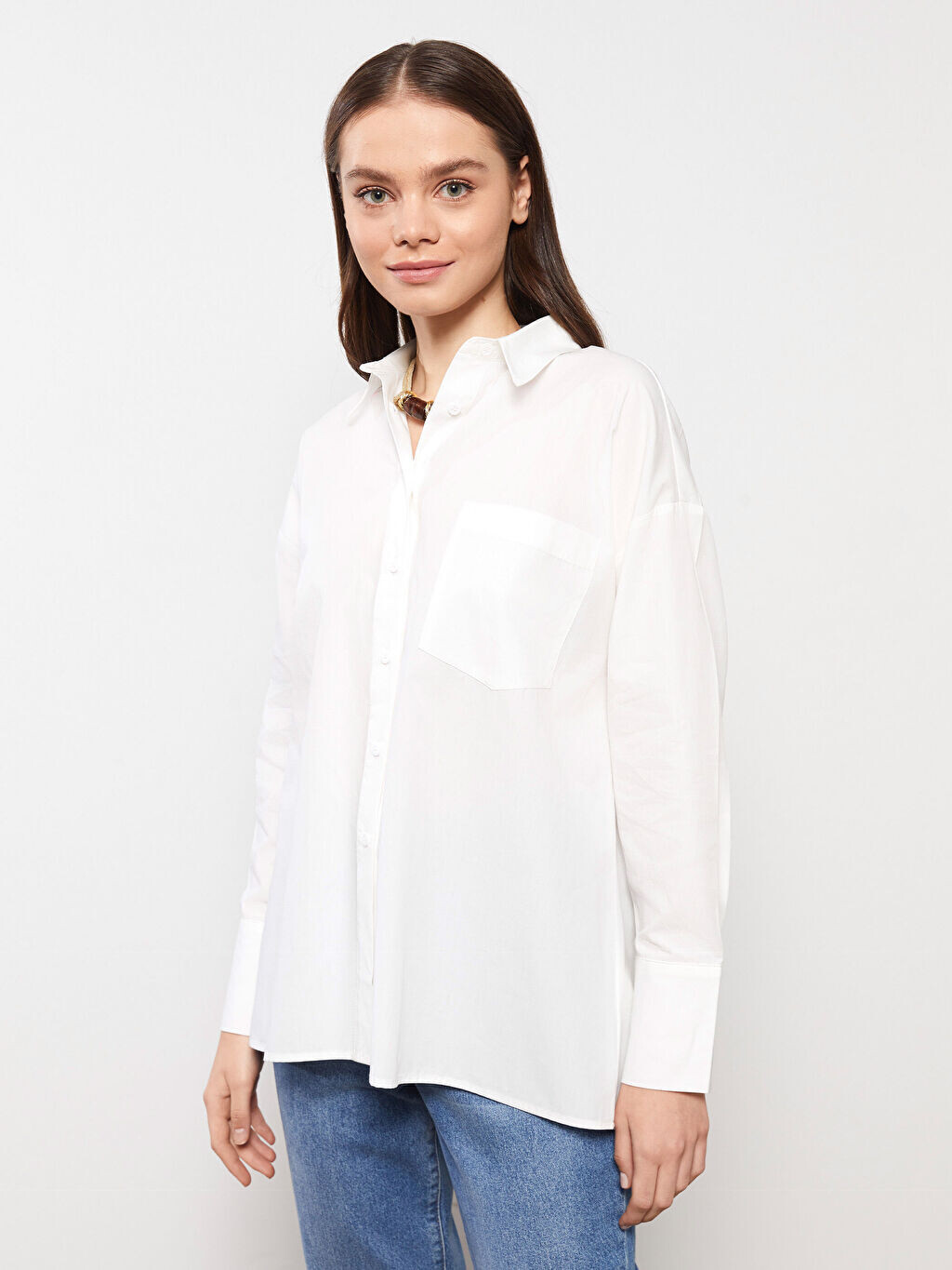 

Однотонная Женская рубашка с длинным рукавом LCW Modest