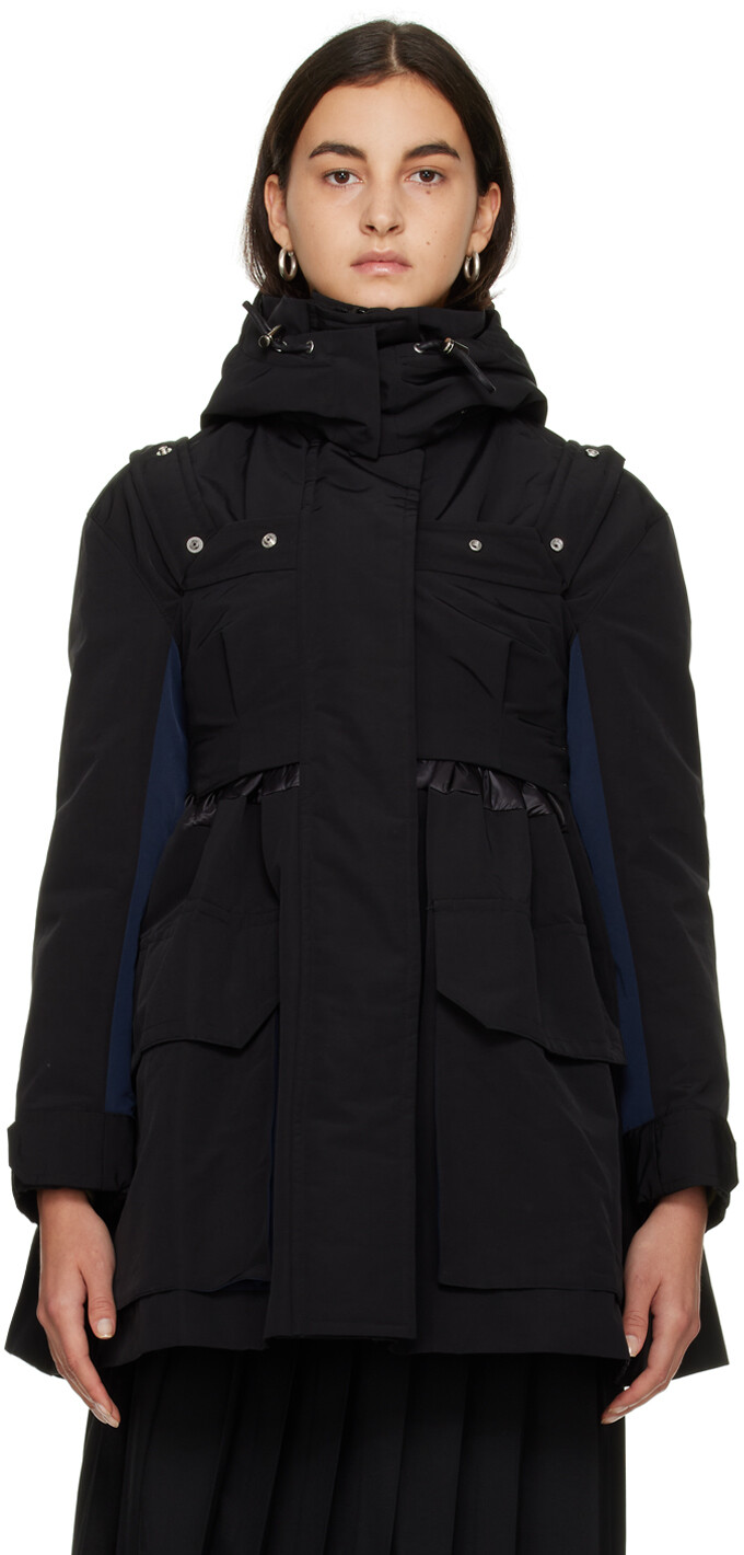 

Черно-темно-синее пальто со вставками sacai, Черный