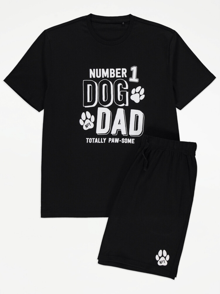 

Черная короткая пижама с надписью "Dad Dog Number 1" George., черный
