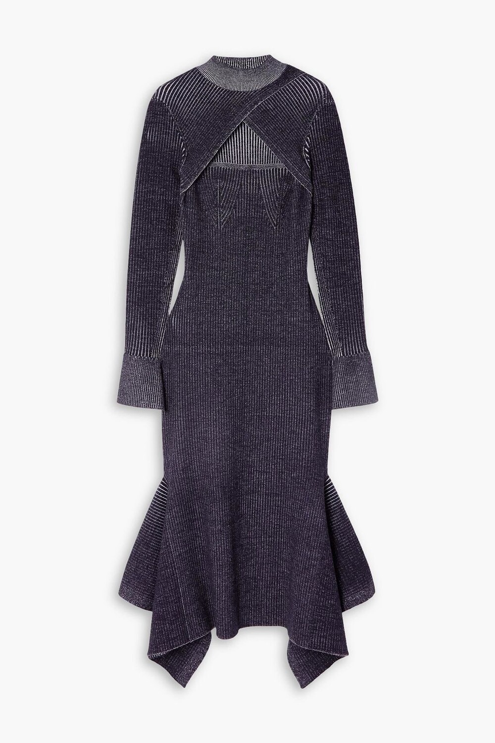 

Платье миди в рубчик с вырезами из смесовой шерсти 3.1 PHILLIP LIM, угольный