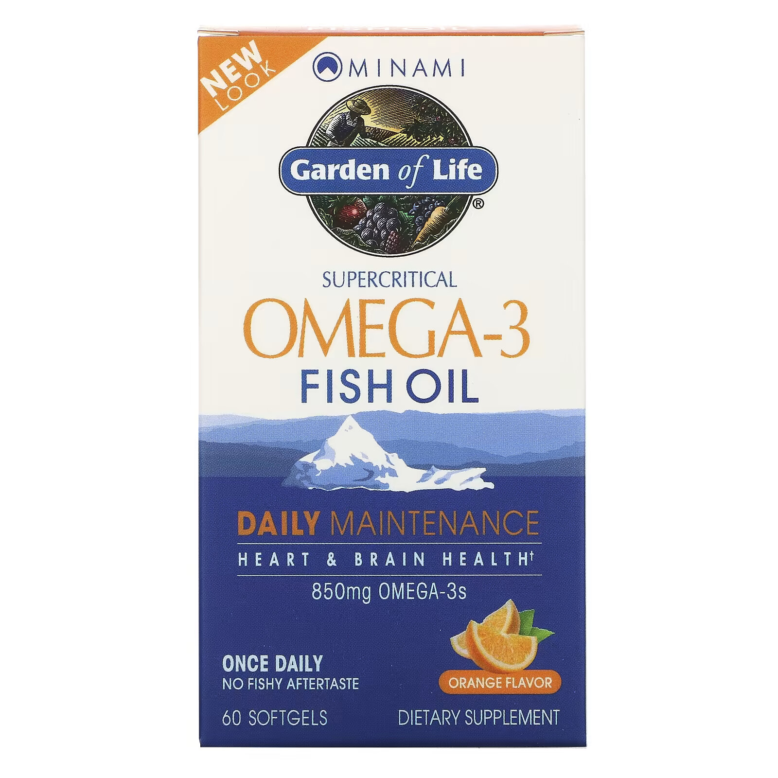 цена Minami Nutrition, Garden of Life, сверхкритический рыбий жир с омега-3, апельсин, 60 капсул