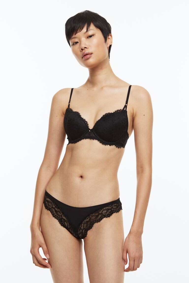

Кружевные трусы бразилиана, 2 шт. H&M, черный