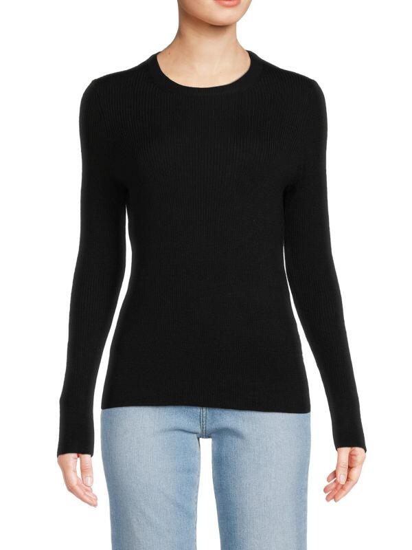 

Свитер с круглым вырезом из шерсти мериноса Saks Fifth Avenue Black