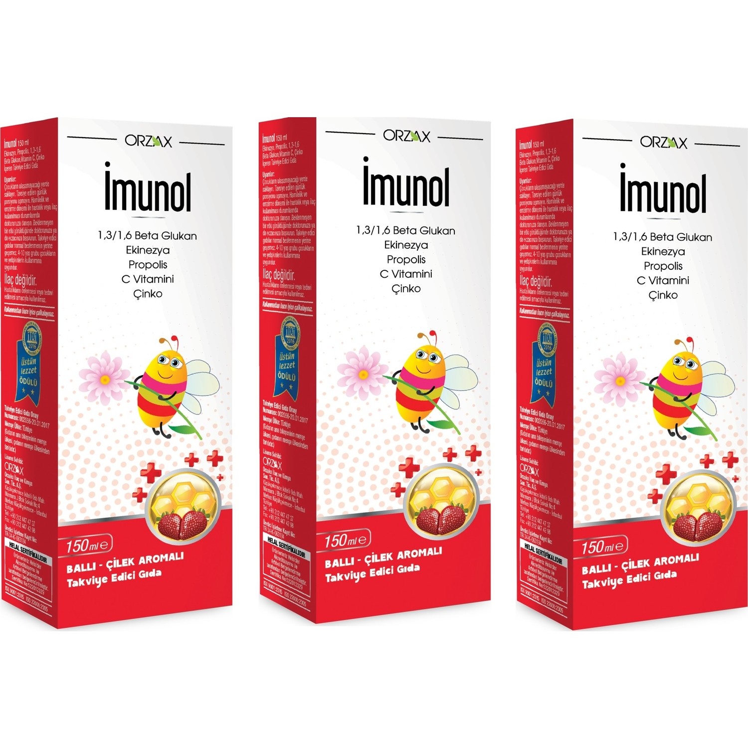Сироп Ocean Imunol со вкусом клубники и меда, 3 упаковки по 150 мл пищевая добавка redoxon для детей сироп imunol