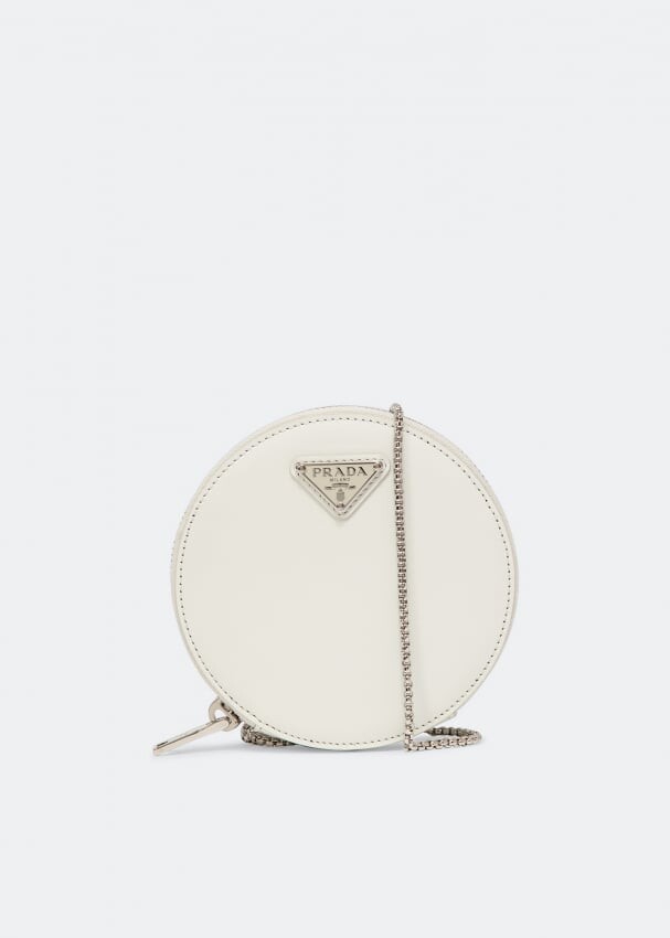 

Сумка PRADA Brushed leather mini-pouch, белый