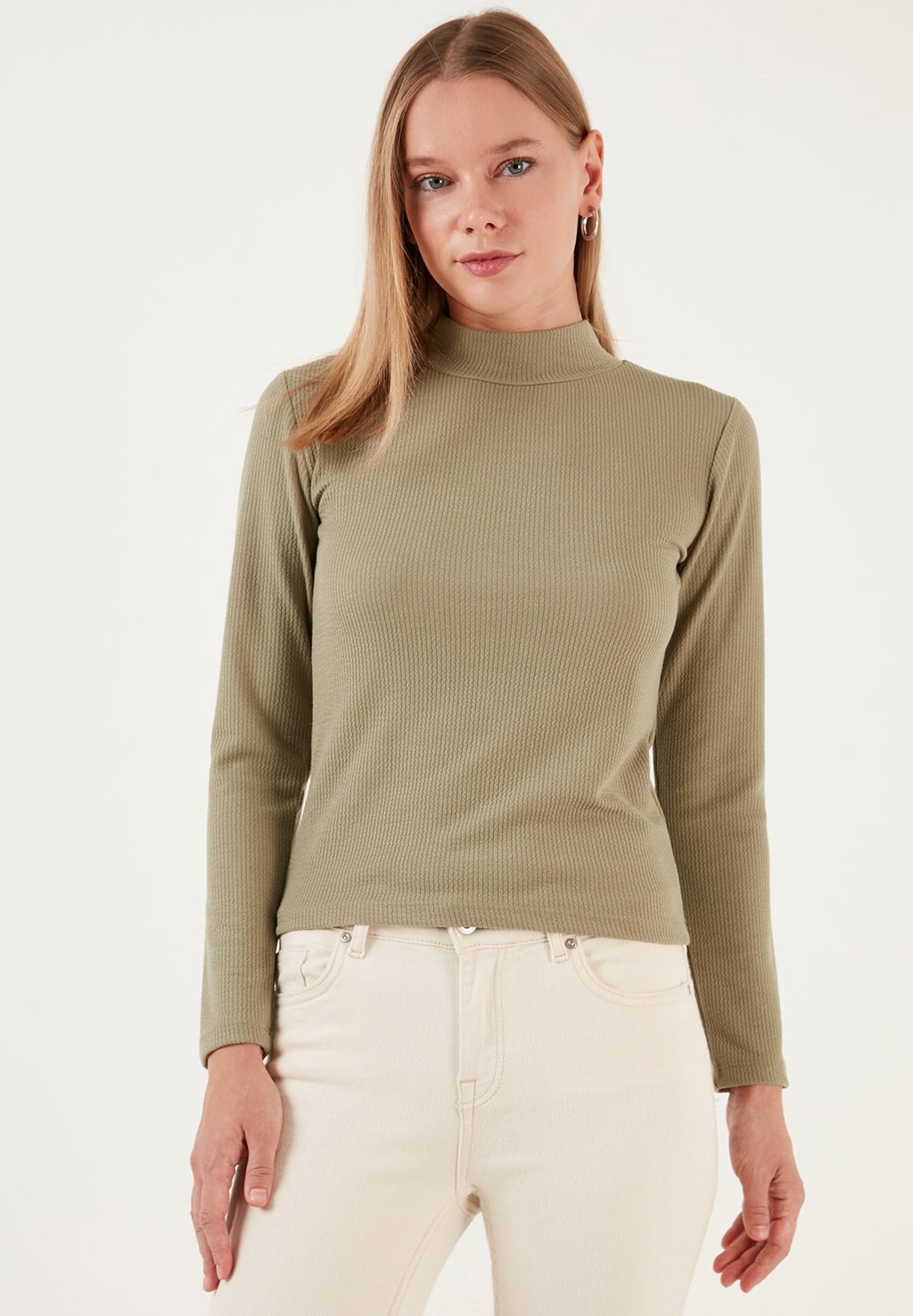 Вязаный свитер SLIM FIT LELA, цвет olive