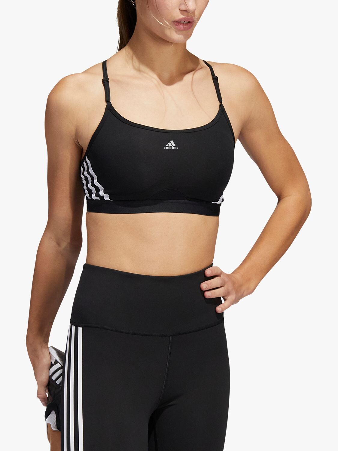 

Спортивный бюстгальтер с 3 полосками adidas Aeroreact Training Light Support, черный/белый