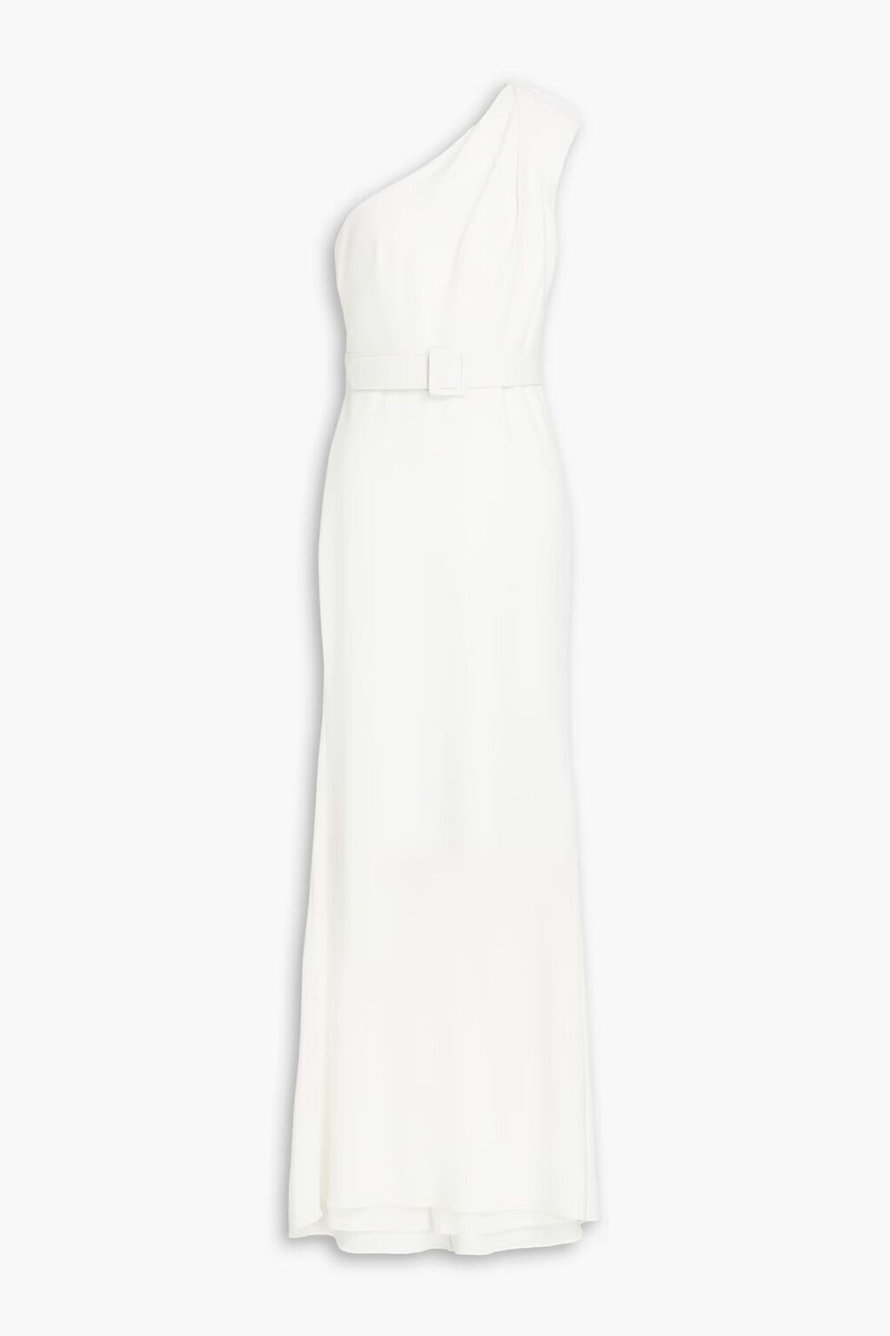 

Креповое платье на одно плечо с поясом Badgley Mischka, слоновая кость