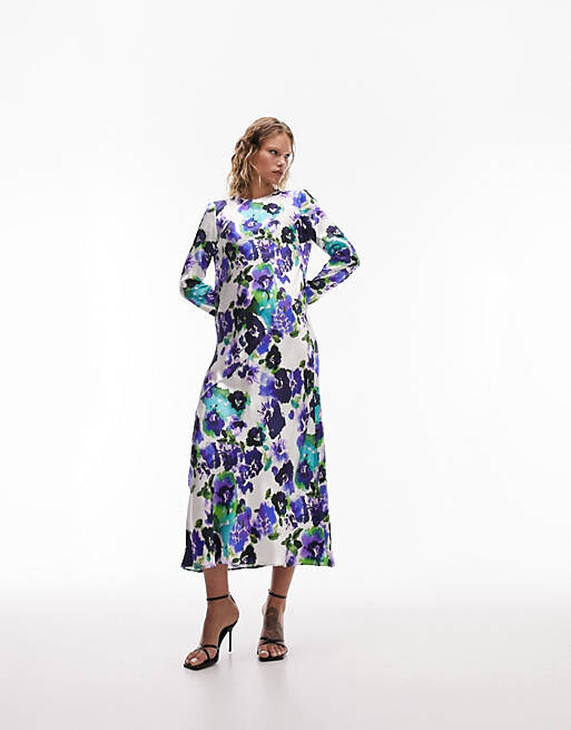 

Платье макси премиум-класса с длинными рукавами и цветочным принтом Topshop Lea