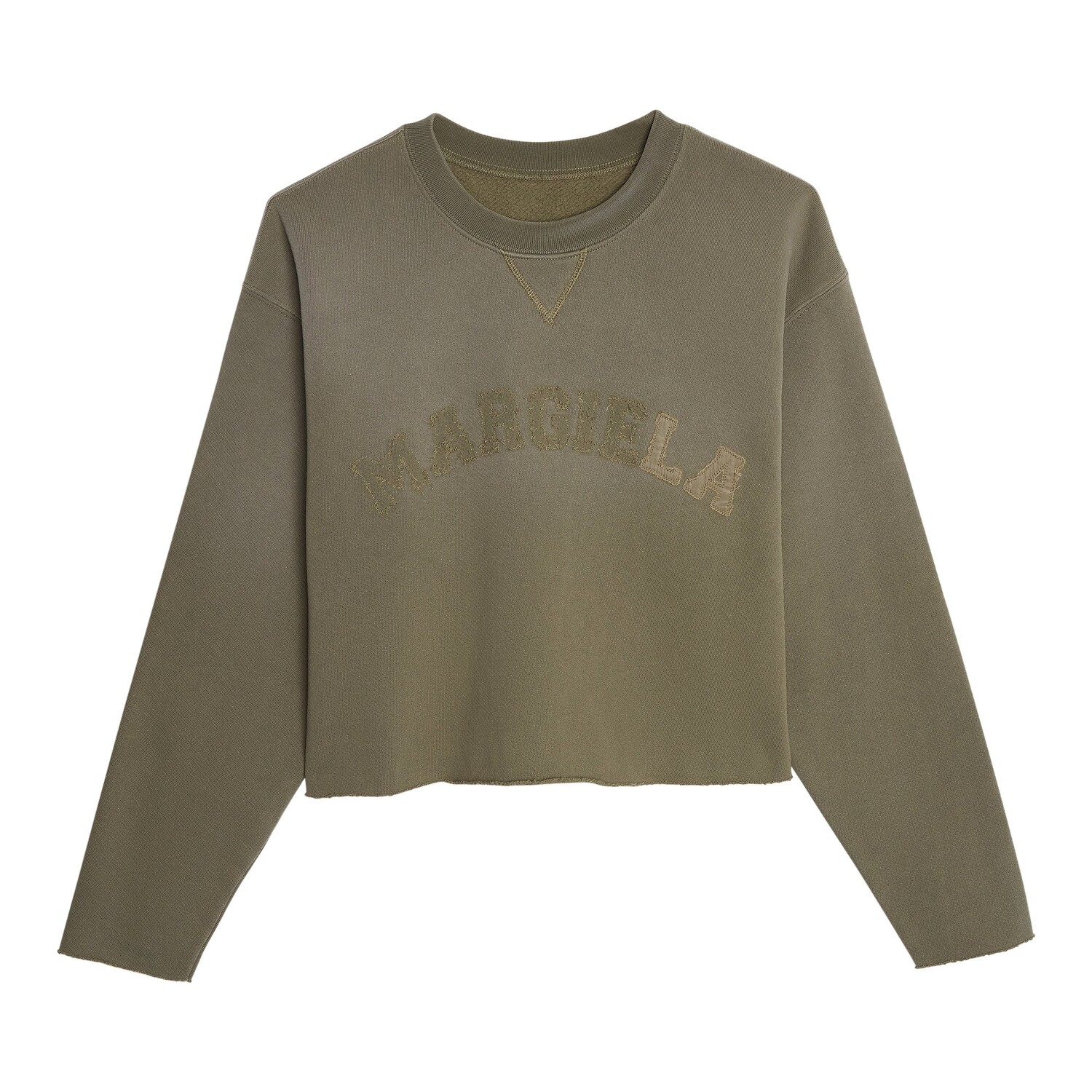 

Укороченный свитшот Maison Margiela с вышитым логотипом, цвет Оливковый, Зеленый