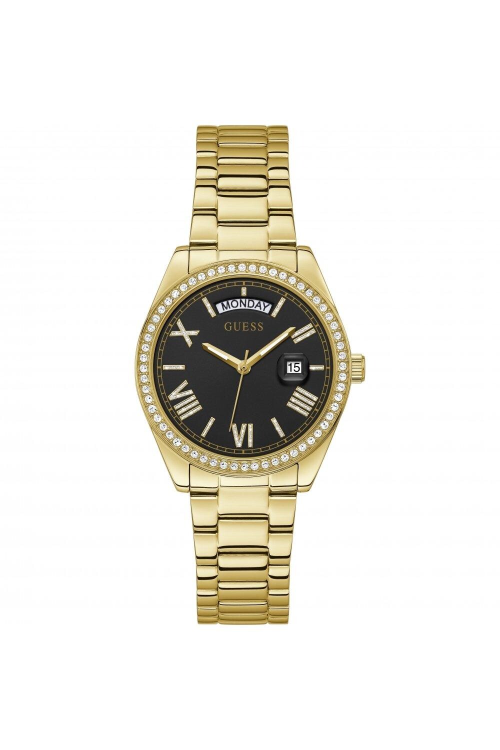

Модные аналоговые кварцевые часы Luna из нержавеющей стали - Gw0307L2 Guess, черный