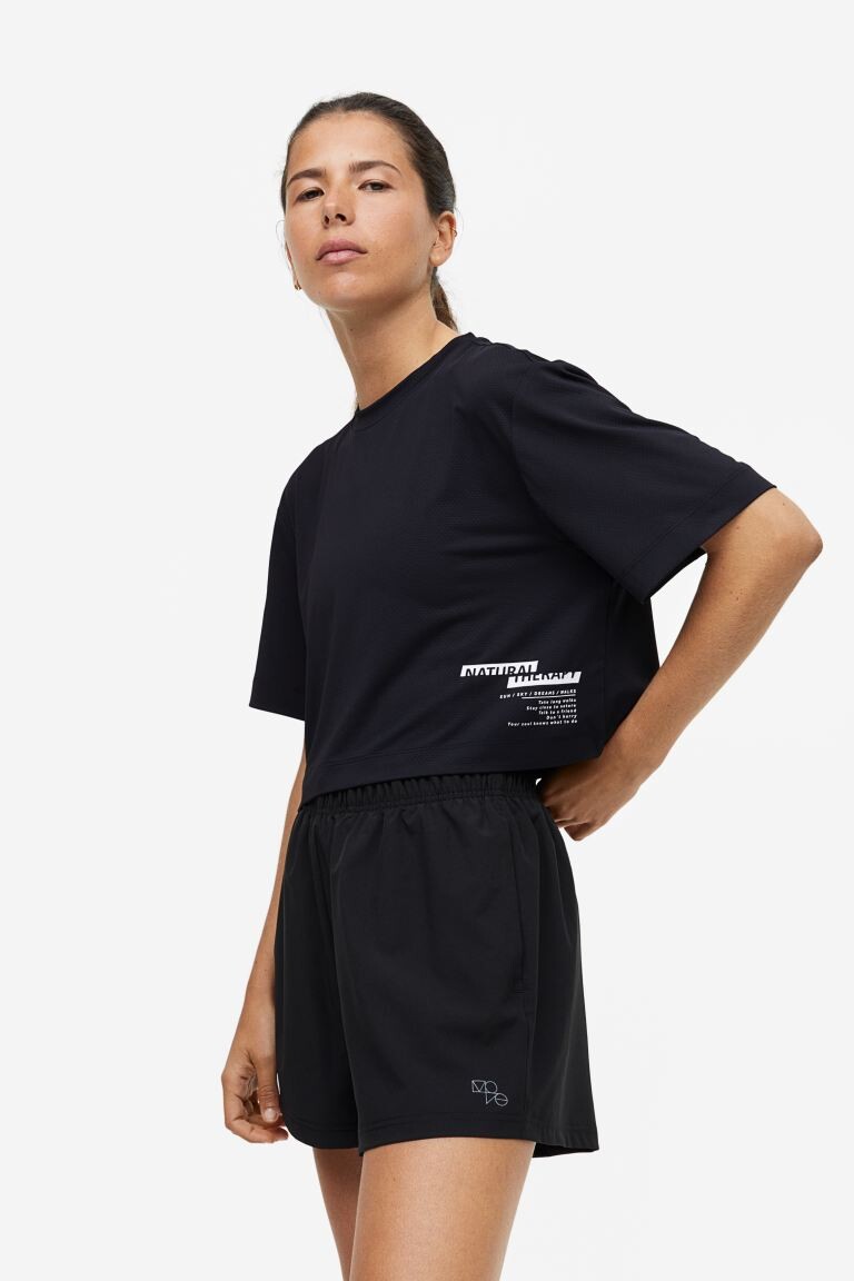 

Укороченный спортивный топ DryMove H&M, черный