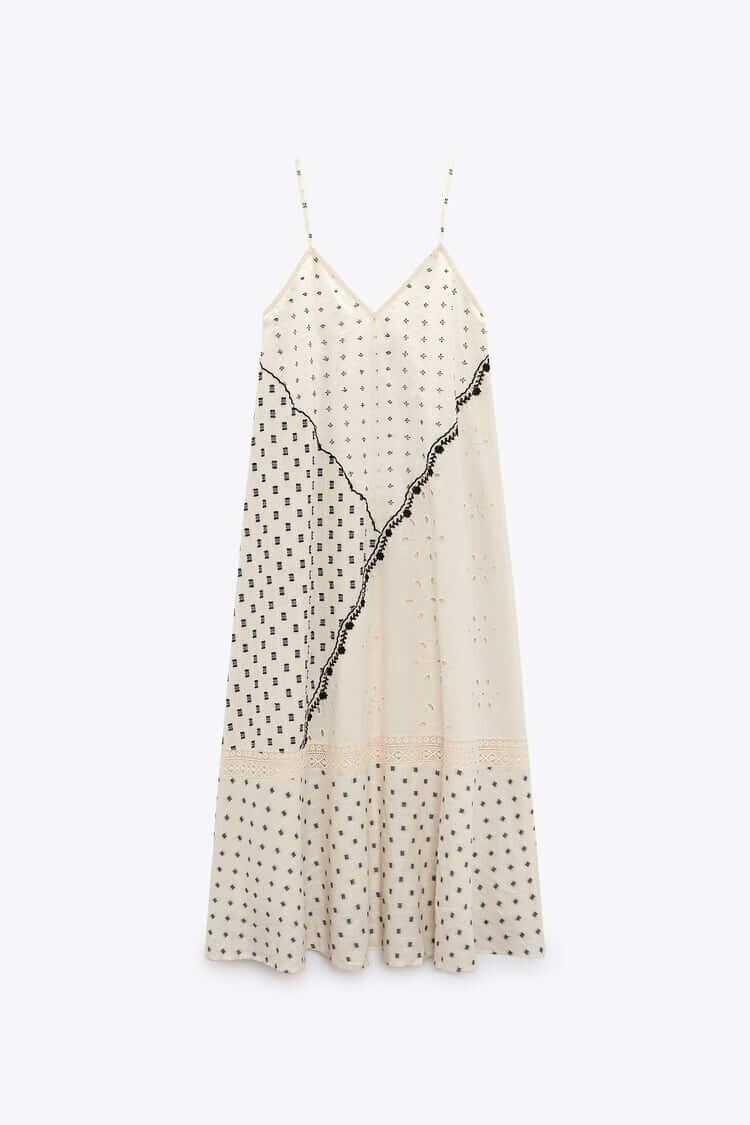 

Платье Zara Patchwork, бежевый/синий