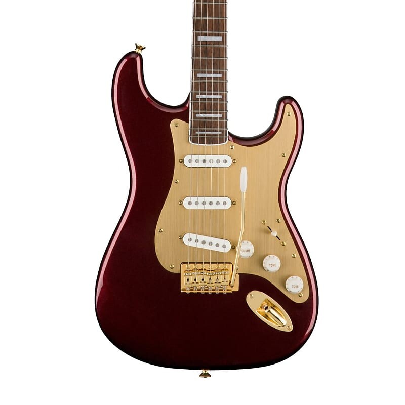 

Squier 40th Anniversary Stratocaster, Gold Edition - Ruby Red Metallic