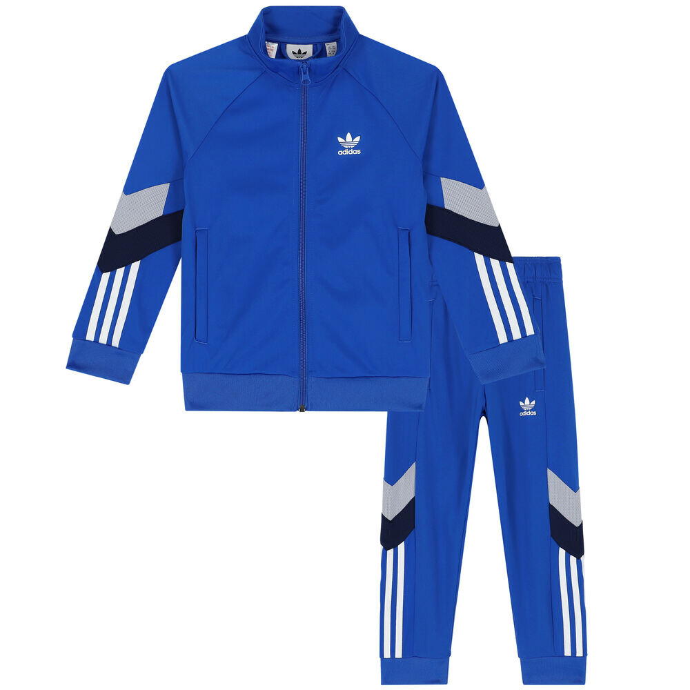 

Спортивный костюм Adidas Originals Boys Blue Logo Tracksuit, синий/черный/белый/серый