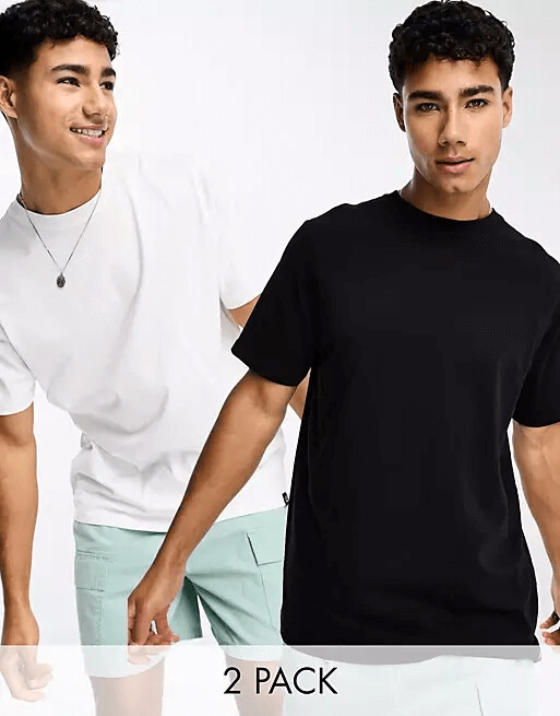 

Комплект из футболок Pull&Bear Basic, 2 предмета, черный/белый